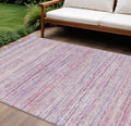 9 X 12 Mauve Striped Washable Indoor Outdoor Area Rug