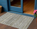 3 X 5 Pewter Striped Washable Indoor Outdoor Area Rug