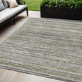 5 X 8 Pewter Striped Washable Indoor Outdoor Area Rug