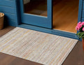 3 X 5 Terra Cotta Striped Washable Indoor Outdoor Area Rug