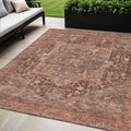 5 X 8 Burgundy Medallion Washable Indoor Outdoor Area Rug