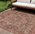 10 X 14 Burgundy Medallion Washable Indoor Outdoor Area Rug