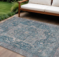10 X 14 Blue Medallion Washable Indoor Outdoor Area Rug