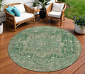 8 Emerald Round Medallion Washable Indoor Outdoor Area Rug