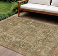 8 X 10 Fern Green Medallion Washable Indoor Outdoor Area Rug