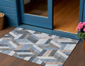 3 X 5 Blue Geometric Washable Indoor Outdoor Area Rug