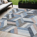 5 X 8 Blue Geometric Washable Indoor Outdoor Area Rug
