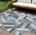 10 X 14 Blue Geometric Washable Indoor Outdoor Area Rug