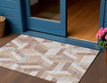 3 X 5 Copper Geometric Washable Indoor Outdoor Area Rug