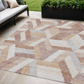 5 X 8 Copper Geometric Washable Indoor Outdoor Area Rug