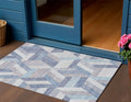 3 X 5 Denim Blue Geometric Washable Indoor Outdoor Area Rug
