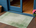 3 X 5 Artichoke Green Geometric Washable Indoor Outdoor Area Rug