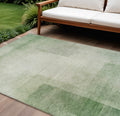 9 X 12 Artichoke Green Geometric Washable Indoor Outdoor Area Rug