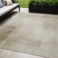 5 X 8 Khaki Geometric Washable Indoor Outdoor Area Rug