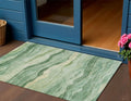3 X 5 Green Striped Washable Indoor Outdoor Area Rug