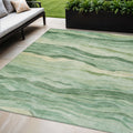 5 X 8 Green Striped Washable Indoor Outdoor Area Rug