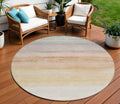 8 Coral Round Striped Washable Indoor Outdoor Area Rug