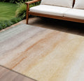 9 X 12 Coral Striped Washable Indoor Outdoor Area Rug