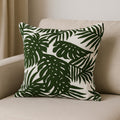 20 Green And White Tropical Botanical Linen Throw Pillow Cover with Embroidery
