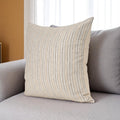 22 Beige And Black Striped Cotton Blend Throw Pillow Cover with Texture