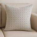 22 Cream And Black Geometric Linen Throw Pillow Cover with Embroidery