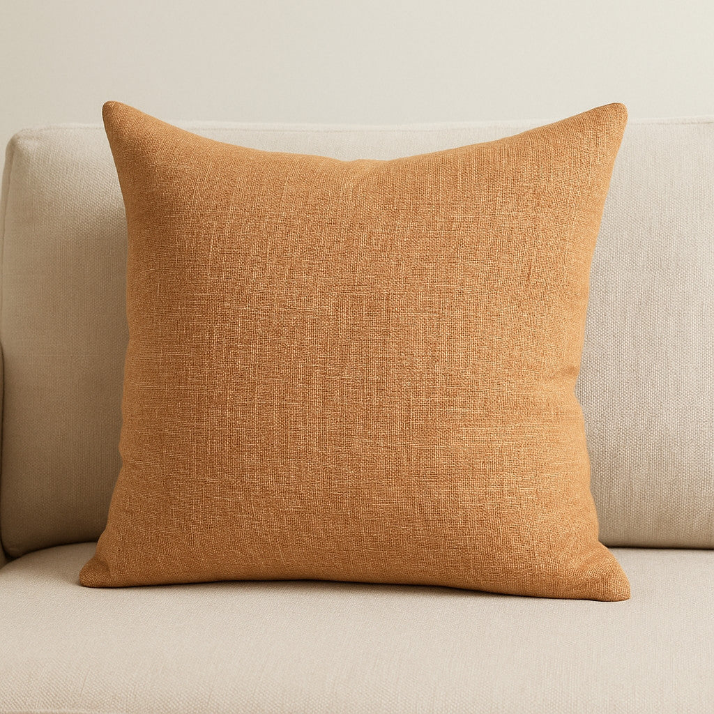 22 Rust Linen Throw Pillow Cover with Texture