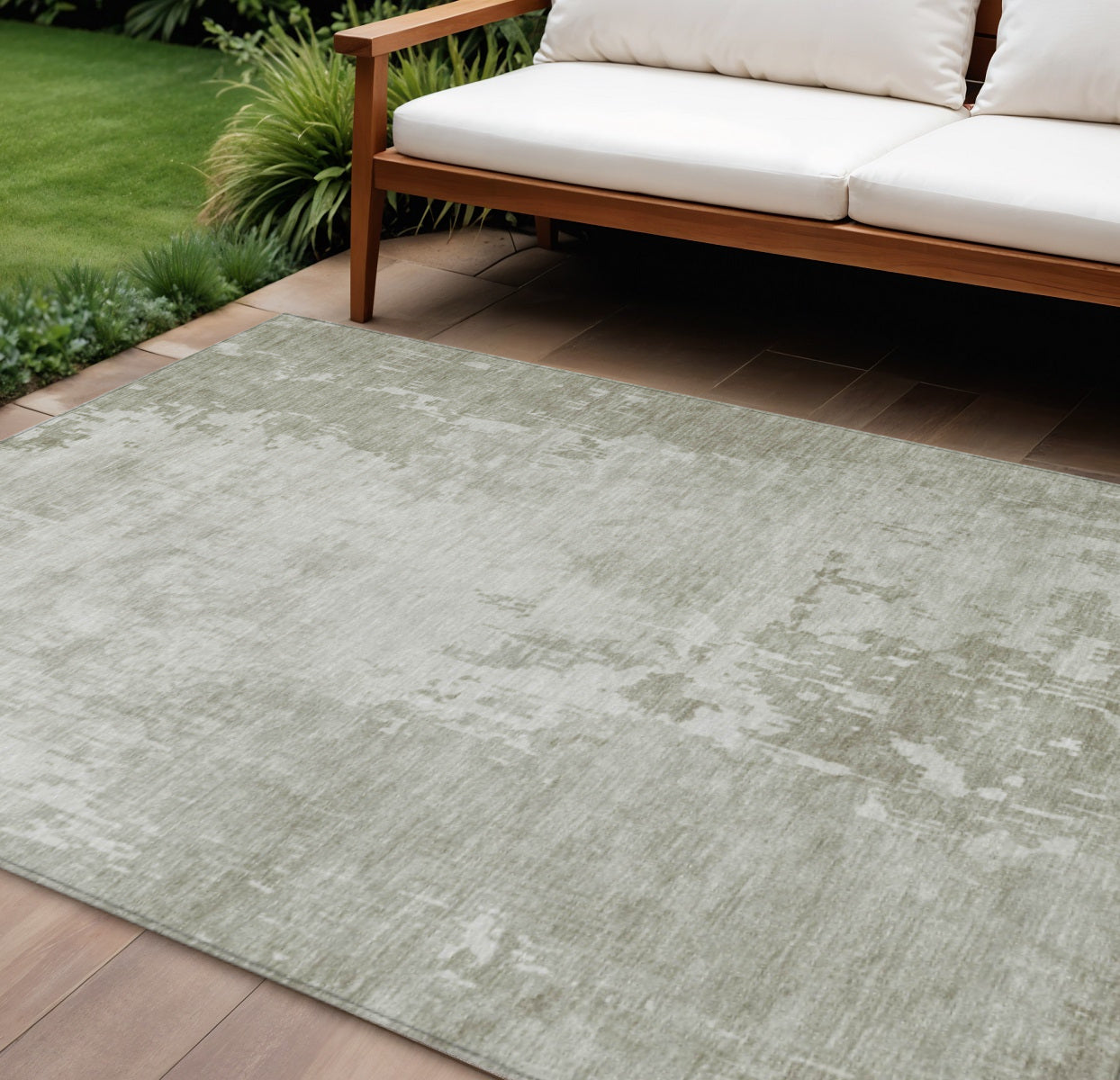 9 X 12 Linen Abstract Washable Indoor Outdoor Area Rug