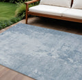 8 X 10 Sky Blue Abstract Washable Indoor Outdoor Area Rug