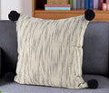18 Cream And Black Abstract Wool Blend Throw Pillow Cover with Pompoms