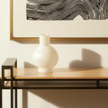 9 White Mottled Handblown Glass Table Vase