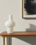 12 White Mottled Handblown Glass Table Vase