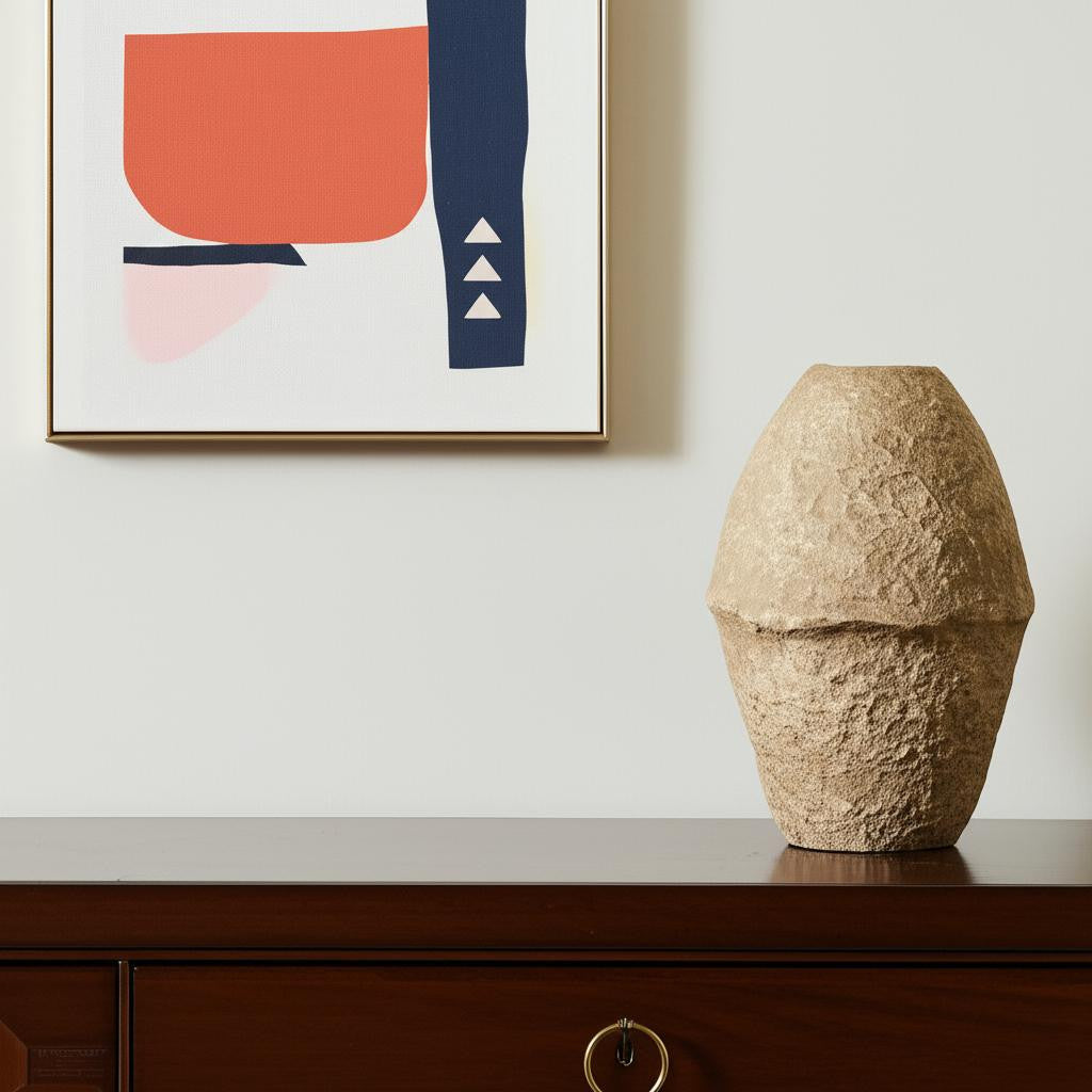 18 Beige Paper Mache Cylinder Table Vase
