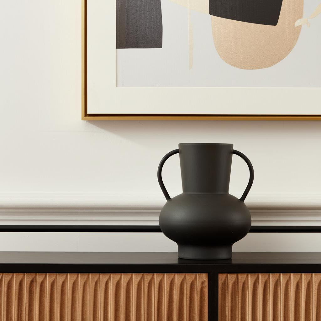 9 Black Amphora Metal Table Vase