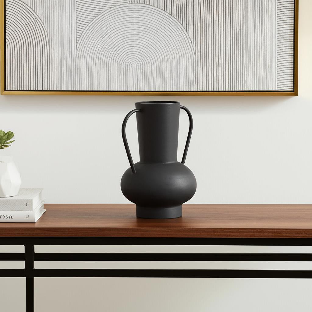11 Black Amphora Metal Table Vase