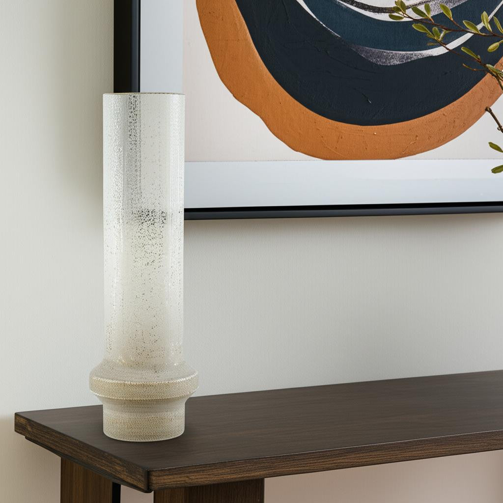 19 Off White And Gold Metal Cylinder Table Vase