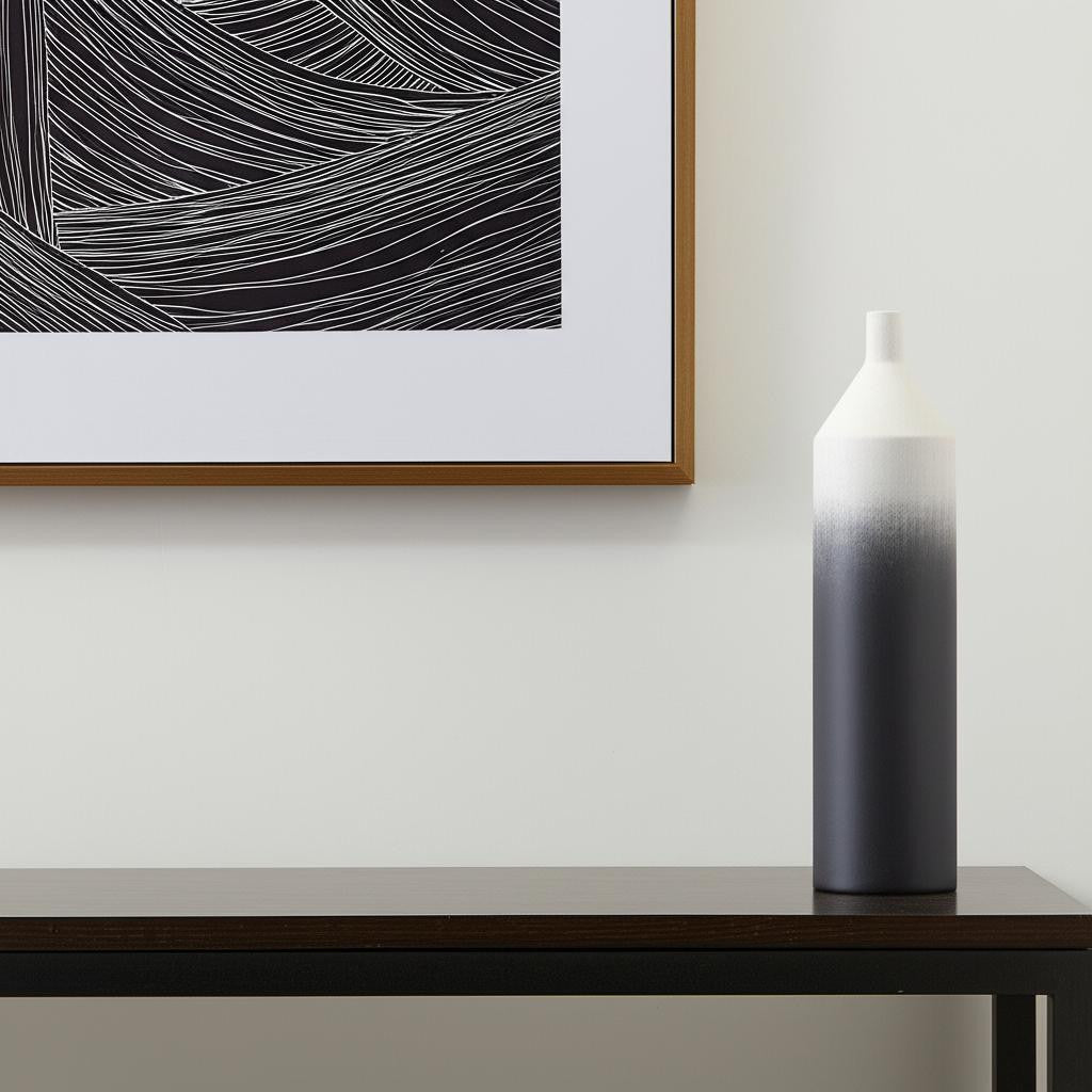 24 Black And White Ombre Metal Table Vase