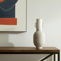 16 Off White And Gold Metal Table Vase