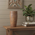 11 Brown Reclaimed Wood Cylinder Table Vase