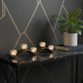 7 Silver Distressed Abstract Metal And Glass Tabletop Hurricane Candle Holder