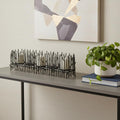 8 Black Distressed Abstract Metal Tabletop Hurricane Candle Holder