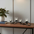 5 Black Distressed Abstract Metal Tabletop Votive Candle Holder