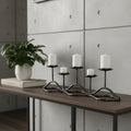 7 Black Distressed Geometric Metal Tabletop Tealight Candle Holder