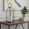 19 Black Distressed Geometric Metal And Glass Tabletop Lantern Candle Holder