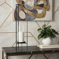 30 Gray Abstract Metal Tabletop Hurricane Candle Holder