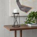 8 Black Distressed Geometric Metal Tabletop Dish Candle Holder