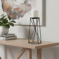 11 Black Distressed Geometric Metal Tabletop Pillar Candle Holder