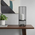 17 Black Abstract Metal And Glass Tabletop Hurricane Candle Holder