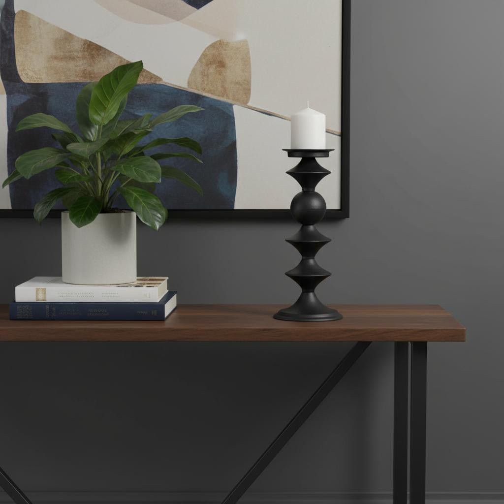 13 Black Metal Tabletop Pillar Candle Holder