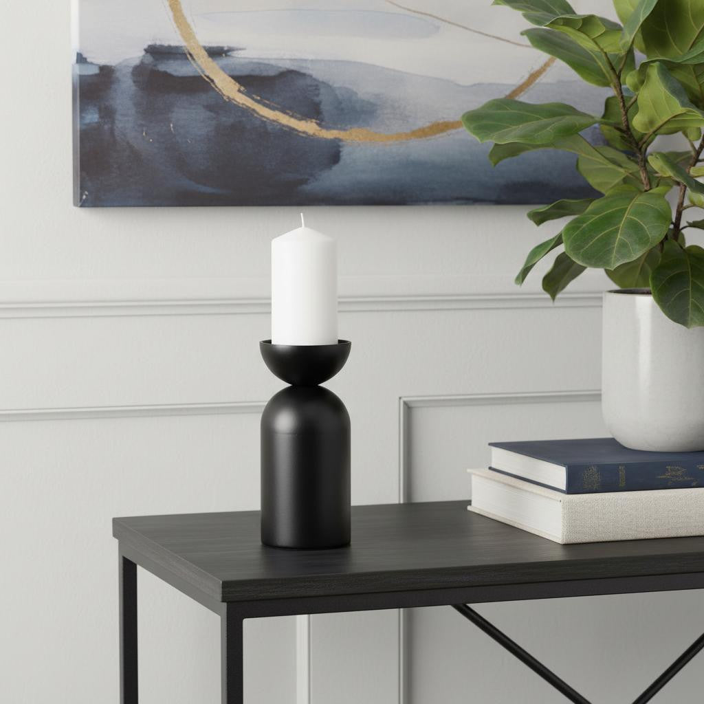 9 Black Metal Tabletop Pillar Candle Holder