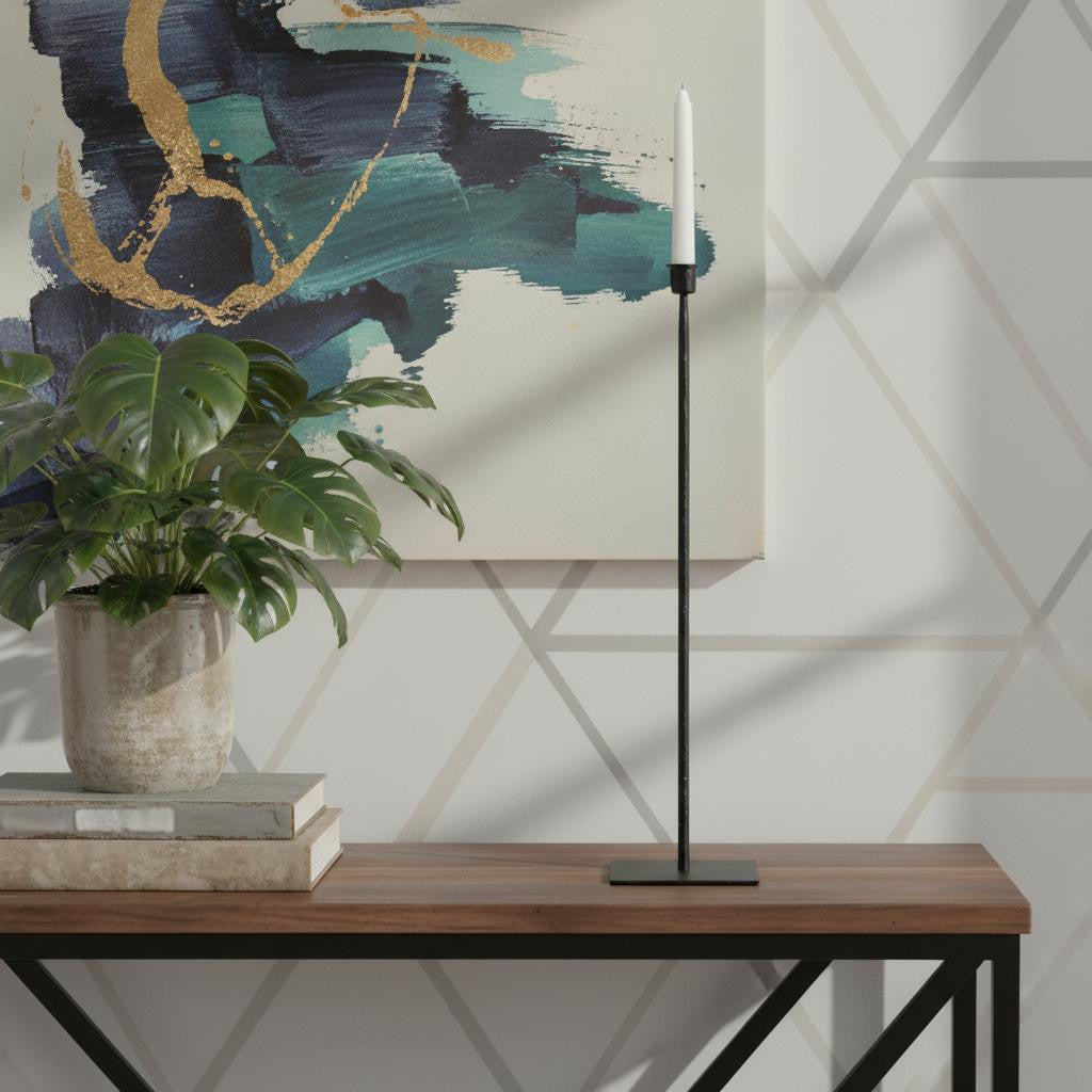 30 Black Abstract Metal Tabletop Taper Candlestick